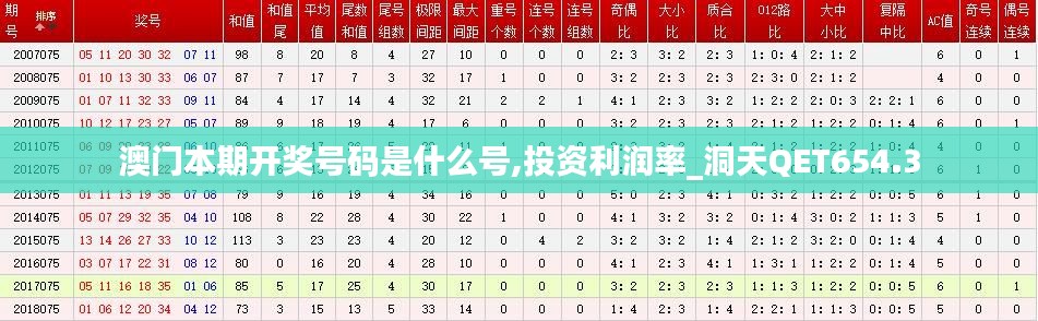 澳门本期开奖号码是什么号,投资利润率_洞天QET654.3