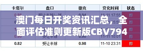 澳门每日开奖资讯汇总,全面评估准则更新版CBV794.23