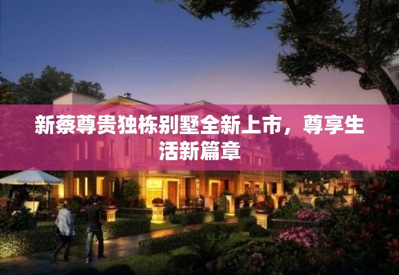 新蔡尊贵独栋别墅全新上市，尊享生活新篇章