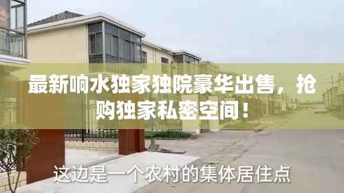 最新响水独家独院豪华出售，抢购独家私密空间！