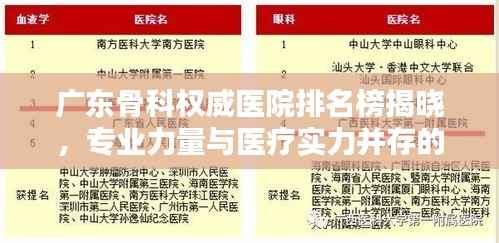 广东骨科权威医院排名榜揭晓,专业力量与医疗实力并存的前十名医院